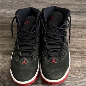 Jordan Men's Black and Red High-Top Sneakers